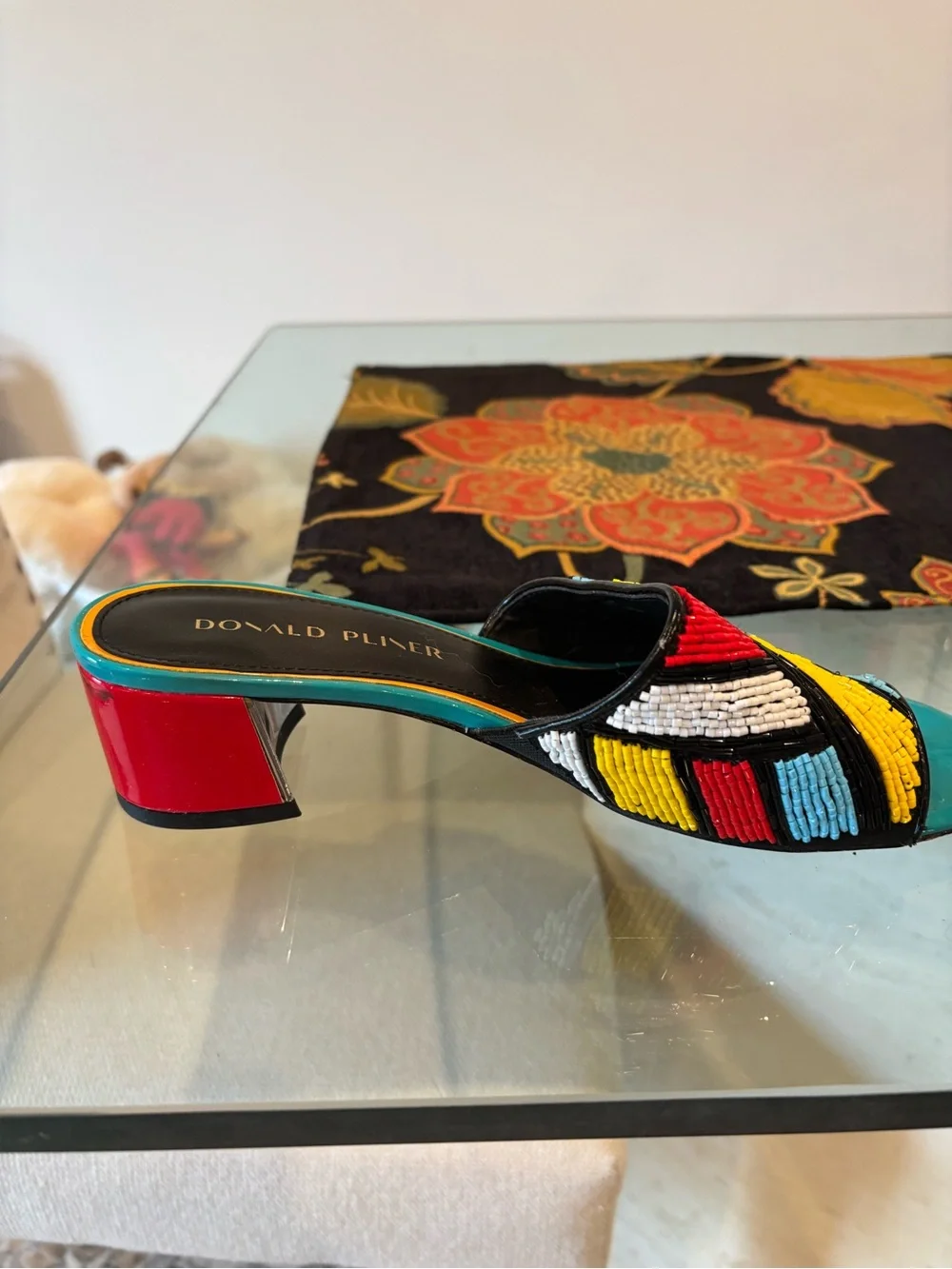 Donald Pliner Cuoio Multicolor Beaded Slide Mules